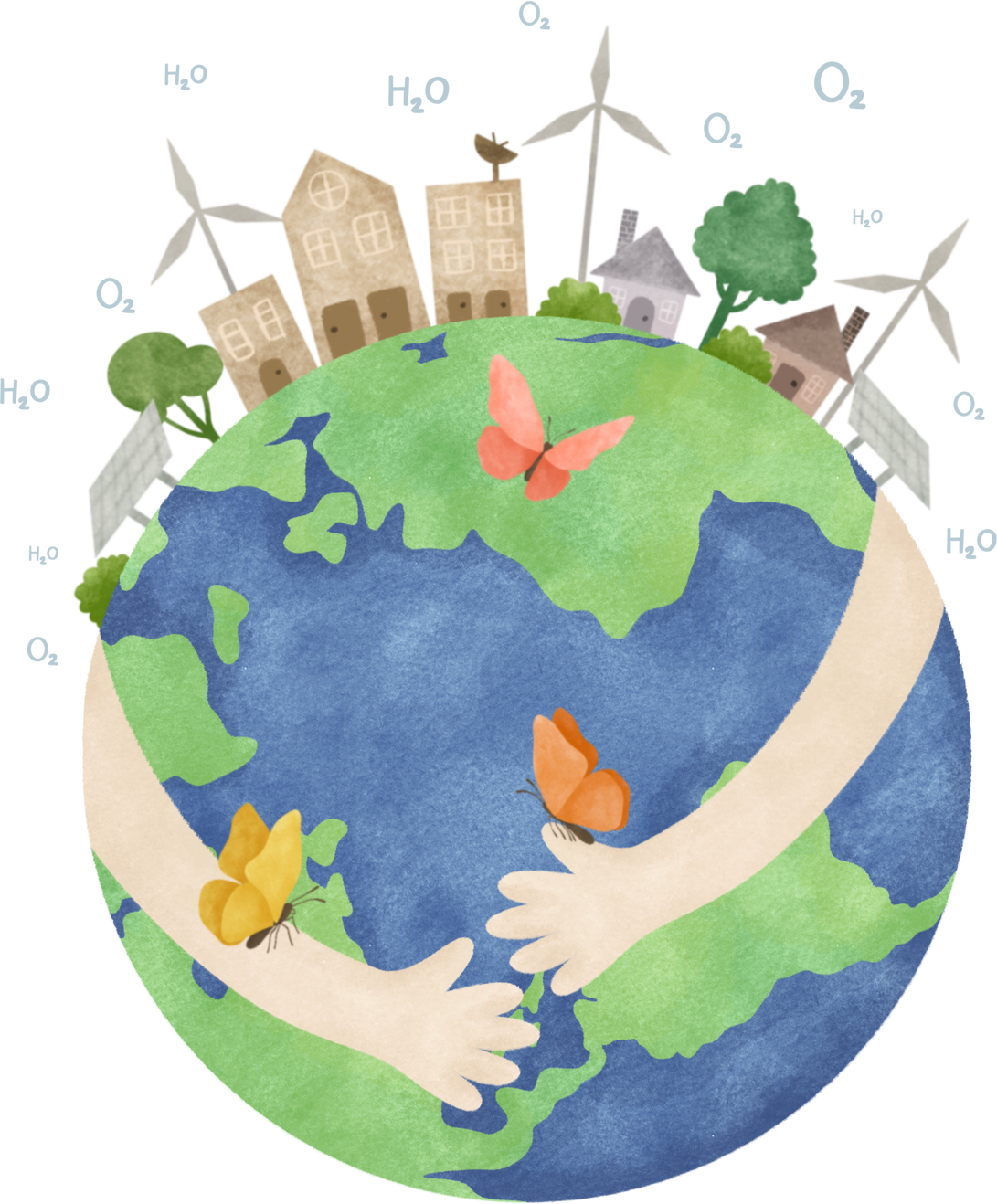 Earth day save nature watercolor